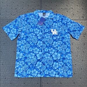 Kentucky Blue Floral Men's Casual Button Down Shirt size L